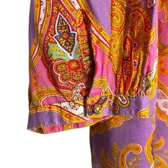 Lauren Ralph Lauren cotton boho multi print bright ruffle blouse XL - Picture 3 of 12